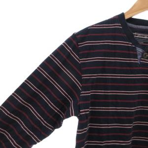 Eddie Bauer EddieBauer タグ付き ロンT Tシャツ M 長袖 ヘンリーネック ボーダー 紺 ネイビー /AE