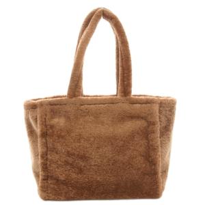 kate spade new york エラ フォウ シアリング トート ハンドバッグ 肩掛け フェイクシャーリングファー ロゴ刺繍 茶 ブラウン