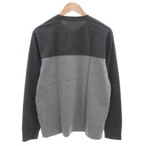 Eddie Bauer EddieBauer タグ付き Tシャツ M 長袖 バイカラー クルーネック ロゴ グレー /AE