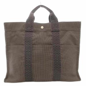 エールラインMM トート ハンドバッグ カナデ付き キャンバス グレー