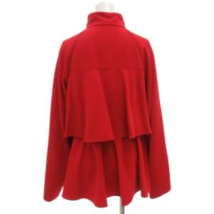 Loulou Willoughby バックフレアブルゾン ティアードデザイン ジャケット 2 ウール混 スタンドカラー カルゼ素材 赤 レッド