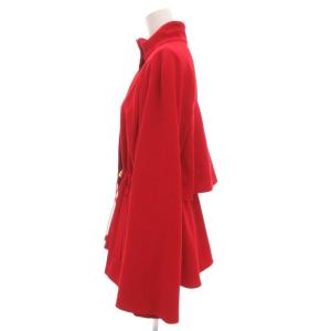 Loulou Willoughby バックフレアブルゾン ティアードデザイン ジャケット 2 ウール混 スタンドカラー カルゼ素材 赤 レッド