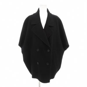 ビーバーハーフスリーブジレコート 2 ミドル ハーフ丈 ウール 黒 ブラック /AE