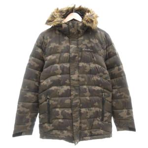 タグ付き ダウンコート ジャケット M ミドル ハーフ丈 フード 迷彩柄 カモフラ フェイクファー カーキ