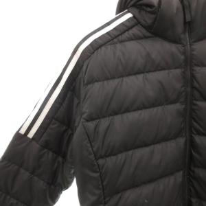 adidas タグ付き エッセンシャルズ ダウンパーカー ジャケット ジップアップ スリーストライプス XL 黒 ブラック