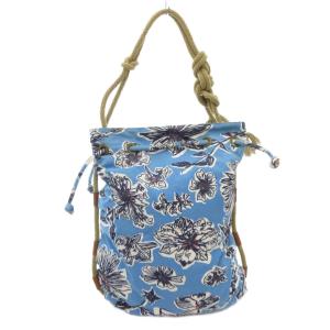 ドローストリングバッグ トート 花柄 総柄 ロープ 水色 ライトブルー /AE