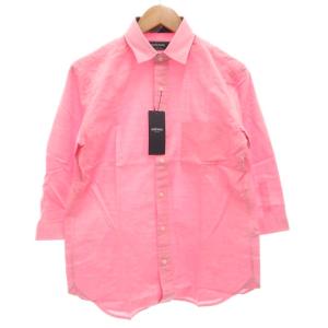 タグ付き 七分袖シャツ カジュアル S リネン混 チェック ピンク /GV