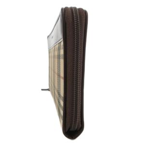 BURBERRY LONDON 長財布 オーガナイザー ウォレット ラウンドファスナー ノバチェック 小銭入れ レザー ロゴ 茶 ブラウン