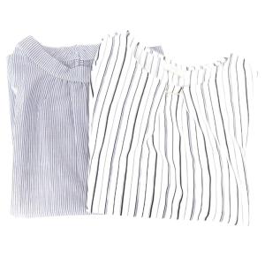 美品 2点セット 23年 シャツ ブラウス 2 長袖 7分袖 ストライプ 総柄 白 ホワイト 水色 ライトブルー