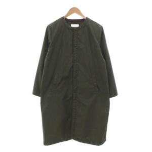 ノーカラーコート 2 キルティング ロング丈 カーキ /AE