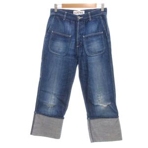 フィッシャーマン デニムパンツ ダメージ加工 ロールアップ クロップド丈 44 ブルー系 /UO AA
