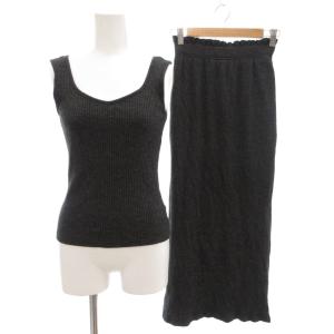 セットアップ ニット ノースリーブ タイトスカート リブ チャコールグレー /AE
