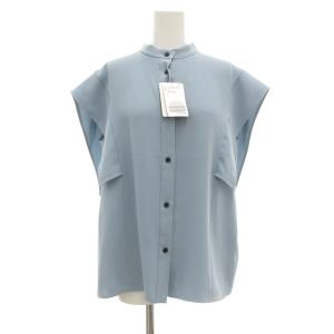 タグ付き 24SS スクエアースリーブフロントオープン ブラウス シャツ F ブルー系 /UO