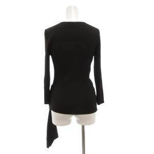 EPOCA 美品 ニット セーター 40 リブ フリル 7分袖 黒 ブラック /AE