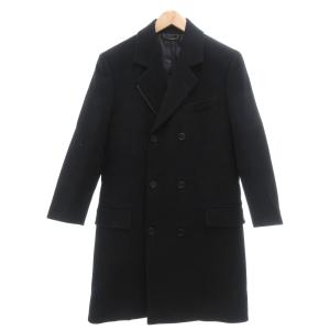 ダブルブレスト ウール チェスターフィールドコート 44 ブラック