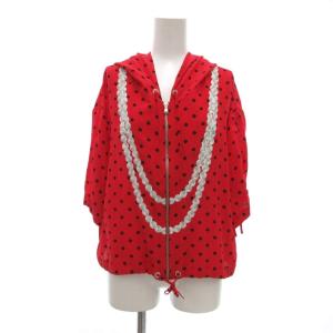 COUTURE パーカー 絹 シルク ジップアップ 半袖 水玉模様 ドット柄 だまし絵 I46 赤 /UO