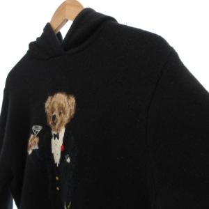 POLO RALPH LAUREN ポロベア マティーニ チェックタキシード ニットパーカー M ブラック