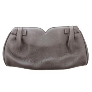 BVLGARI LAMEEA ポーチ クラッチバッグ ミニ ロゴ レザー 本革 ダークブラウン /AE