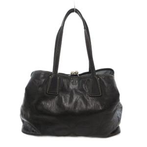 COACH ハンドバッグ シグネチャー ロゴ レザー がま口 ステッチ 黒 ブラック F15658 /AE