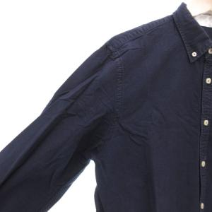 BURBERRY BLACK LABEL ボタンダウンシャツ BD 長袖 4 ロゴ 刺繍 紺 ネイビー /AE