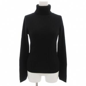 23AW ウールコットンカシミヤリブタートルニットプルオーバー セーター F 長袖 黒 ブラック 39-02-34-02010