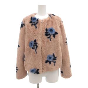 PINK SHORT FLORAL FAUX FUR JACKET ジャケット S ボア 総柄 花柄 ジップアップ