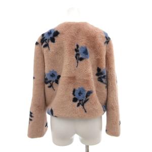 ZARA BASIC PINK SHORT FLORAL FAUX FUR JACKET ジャケット S ボア 総柄 花柄 ジップアップ