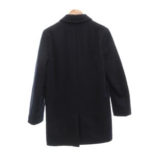 A.P.C. ステンカラーコート XS フロントフライ 比翼 裏チェック メルトン ウール 紺 ネイビー /AE