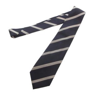 BEAMS F 美品 Fermo Fossati ネクタイ レギュラータイ レジメンタルストライプ シルク 紺 ネイビー