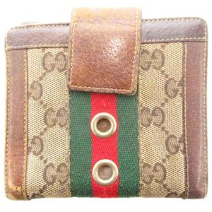 GUCCI シェリーライン 二つ折り財布 ウォレット GGキャンバス ロゴ 茶 ブラウン 144179・0959 /AE