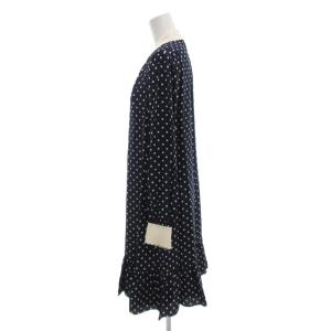 TORY BURCH 美品 Cora Polkadot Dress ワンピース 0 シルク ひざ丈 長袖 ドット柄 紺 ネイビー