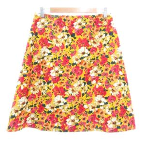 GUCCI タグ付き フラワープリント Aラインスカート 台形 蜂 花柄 42 イエロー系 マルチカラー /UO