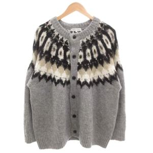 カーディガン ニット 長袖 L フェアアイル柄 厚手 グレー /GV