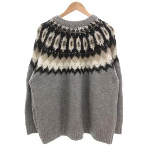 FREAK'S STORE カーディガン ニット 長袖 L フェアアイル柄 厚手 グレー /GV