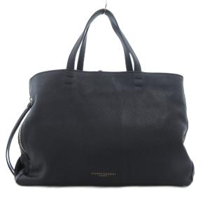 ハンドバッグ トート ショルダー 2way コンパートメント レザー ブラック /UO