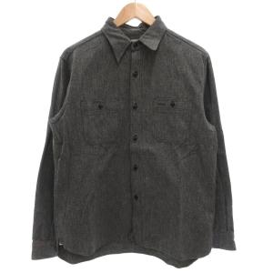 COTTON COVERT WORK SHIRT ワークシャツ L 長袖 カジュアル シャンブレー調 黒