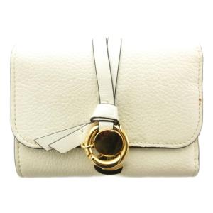 アルファベット スモール トリフォールド ウォレット 三つ折り財布 レザー 本革 アイボリー /AE