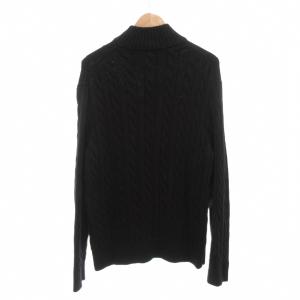 POLO RALPH LAUREN ニット セーター 長袖 XL ハイネック ハーフジップ ケーブル編み コットン ロゴ 刺繍 黒 ブラック