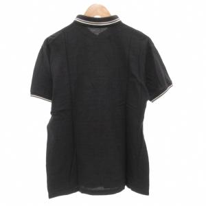 FRED PERRY ポロシャツ 半袖 XL 鹿の子 ツインティップ ロゴ 刺繍 黒 ブラック FZ1827 /AE