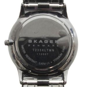 SKAGEN 腕時計 ウォッチ クォーツ チタン T233XLTMN 文字盤ブルー 黒 ブラック 紺 ネイビー /GV
