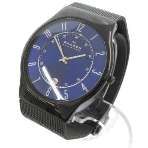 SKAGEN 腕時計 ウォッチ クォーツ チタン T233XLTMN 文字盤ブルー 黒 ブラック 紺 ネイビー /GV