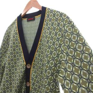 CABaN 24SS クロスタイルジャカード Vネックカーディガン M ダークグリーン系