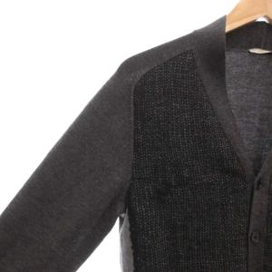 BOTTEGA VENETA カーディガン ニット 48 M 長袖 Vネック ウール ダークグレー /AE