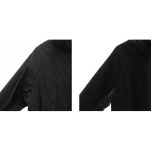 adidas リバーシブル フリースボアコート ロング キルティング ロゴ ジップアップ 黒 ブラック /GV