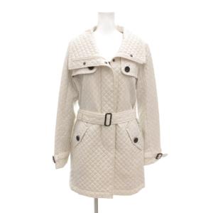 キルティングコート 40 M 中綿 ガンフラップ ジップアップ 裏地ノバチェック 白 ホワイト /AE