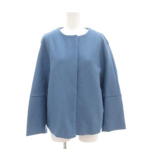 ノーカラージャケット 36 シングル フロントフライ 比翼 ウール 青 ブルー /AE
