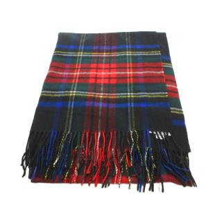 Johnstons of Elgin ジョンストンズ オブ エルガン カシミヤ100 大判 ストール ショール マフラー ブラックスチュワート タータンチェック柄 マルチカラー