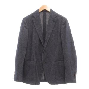 テーラードジャケット カシミヤ混 ブートニエール付き 段返り3つボタン 48 濃紺 ダークネイビー系 /UO