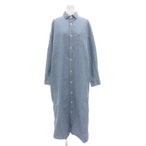 19SS デニムシャツロングワンピース 長袖 マキシ ライトインディゴブルー /AE