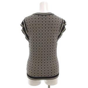 EPOCA ジオメトリックニットプルオーバー カットソー 半袖 40 黒 ブラック 白 ホワイト /GV